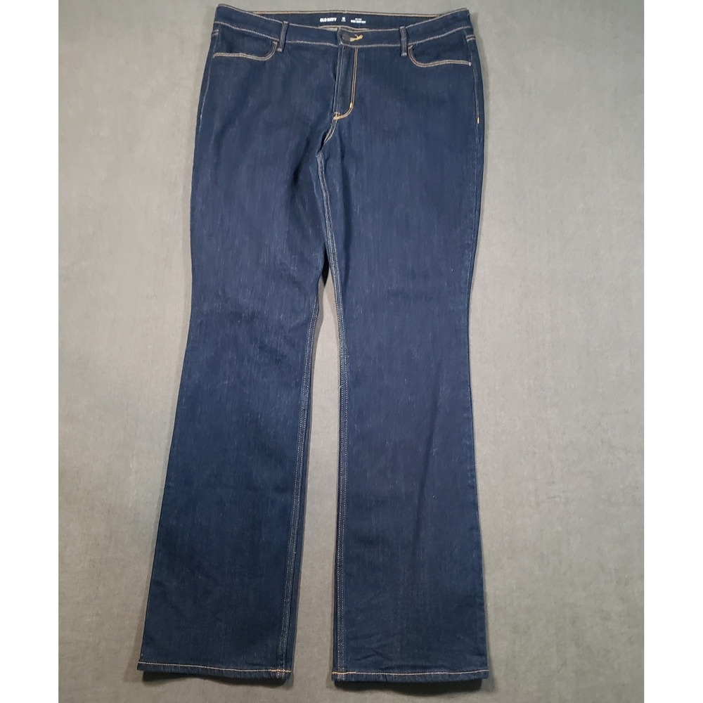 Old Navy Wow Boot-Cut Jeans Womens 16‎ Long Dark Wash Mid-Rise Denim